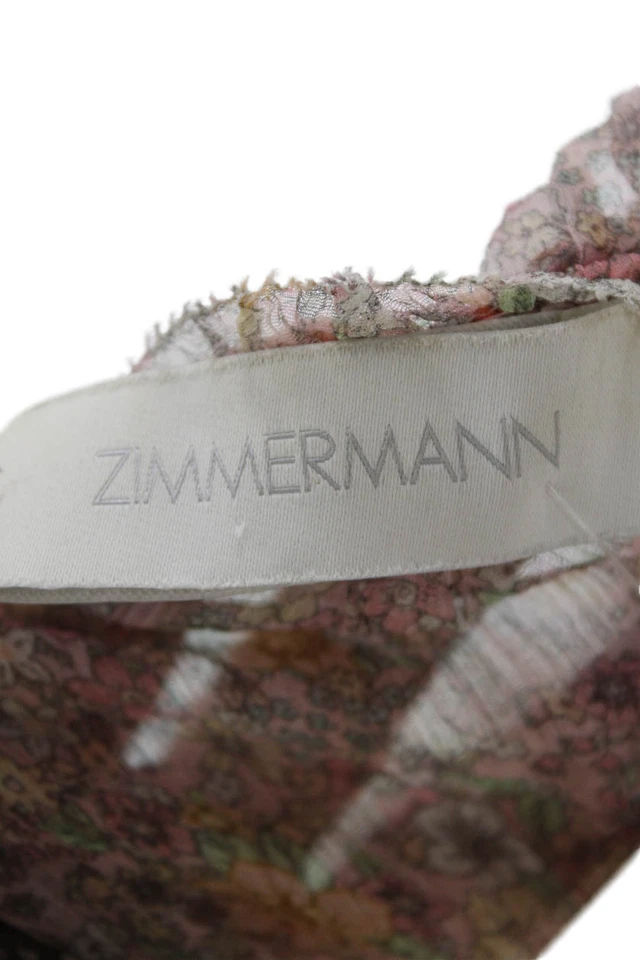 Zimmermann Women Mini Kaftan Dress Silk Floral V-Neck Long Sleeve Size 0 - Image 4 of 4