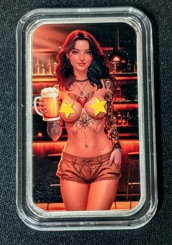 Bullion Baddies 1 oz .999 Silver Bar ~ Spicy Sabrina Tattoo Edition Naughty /200