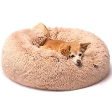 Friends Forever Donut Dog Bed Faux Fur Fluffy Calming Sofa For Small Dogs, So...