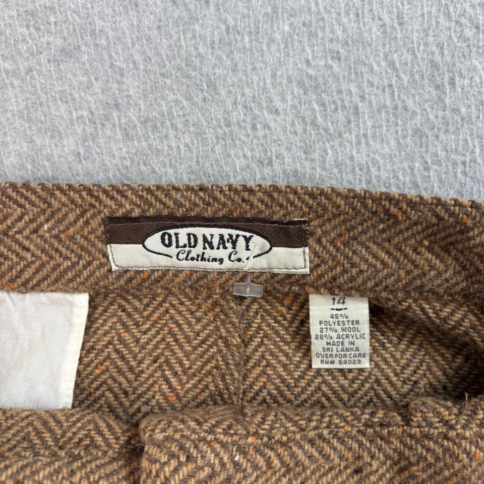 Falda Vintage Antigua Azul Marino Mujer Mediana Marrón Espiga Mezcla Lana Maxi Heritage Foto 3 de 4