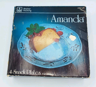 Anchor Hocking Vintage Set Of 4 Snack Size Plates Amanda Style
