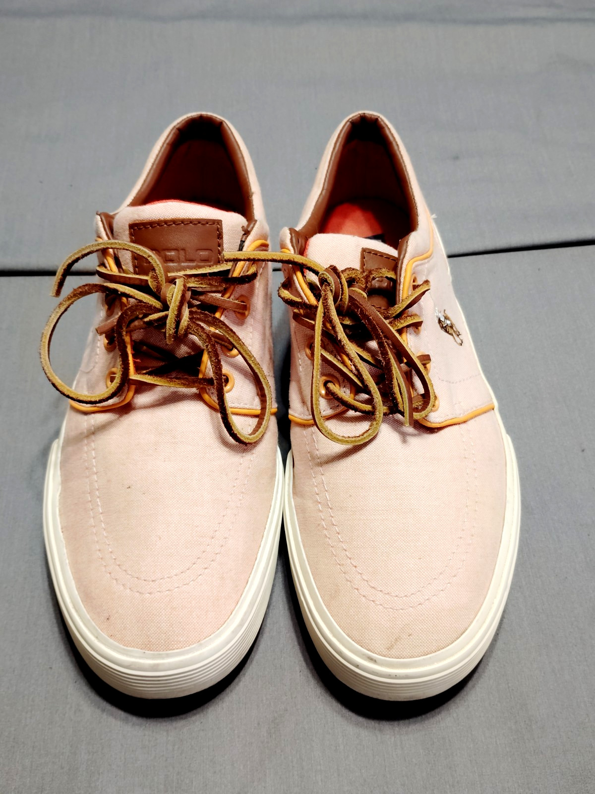 POLO Ralph Lauren PEACH Faxon Boat Shoes Brown Pony Leather 