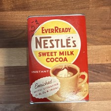 Nestlé's Vintage EverReady Sweet Milk Cocoa Advertising Tin Red Yellow White