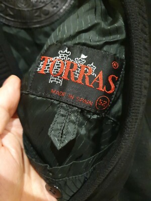 Veste En Cuir Et Laine Pour Homme TORRAS - Taille 52 (UK 42) - Noir - Fabriquée En Espagne - Occasion Très Bon état