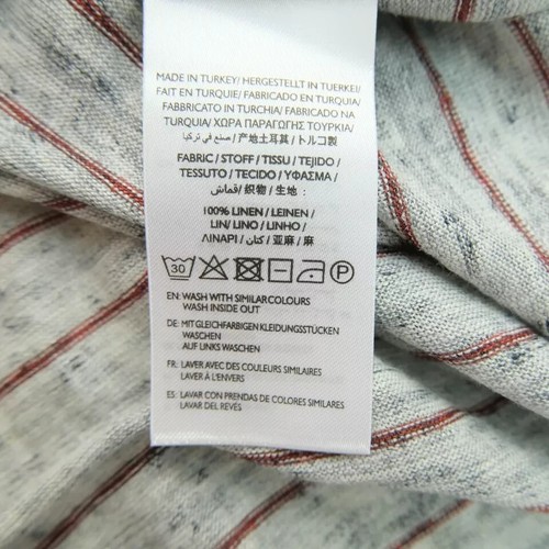 GANT Mens Grey Striped 100 % Linen Crew Neck T Shirt Size L - Picture 5 of 9