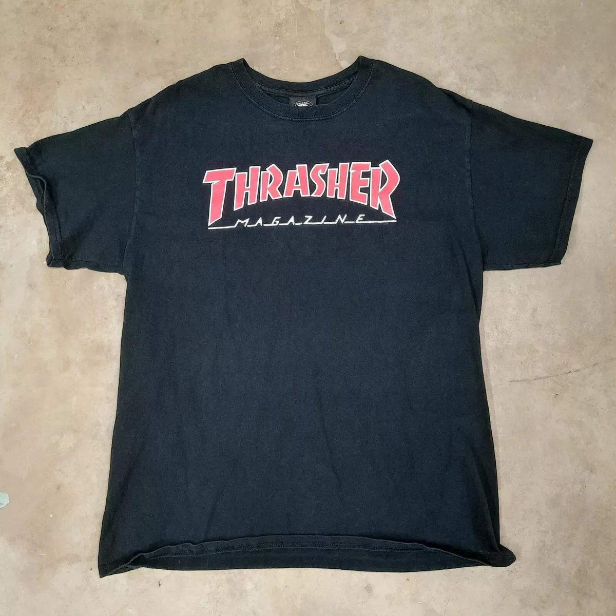 Thrasher Magazine Skate Shirt Japanese Spellout Text Men's Large Black Red