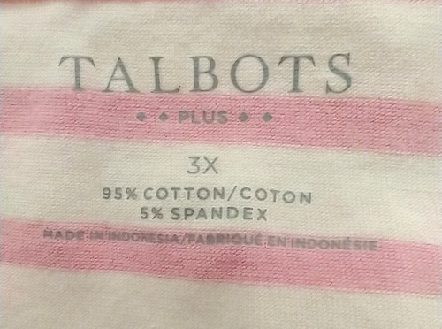 Talbots Pink & White Stripe With Floral Graphic 3/4 Sleeve Top/T Shirt Size 3X - Picture 4 of 4