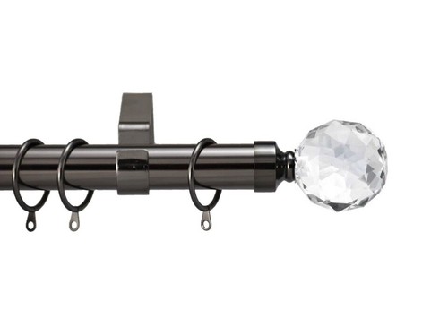 Curtain Pole Metal Chrome Black Cream 19mm Milano Finials Rod Rings Fittings - Picture 11 of 12