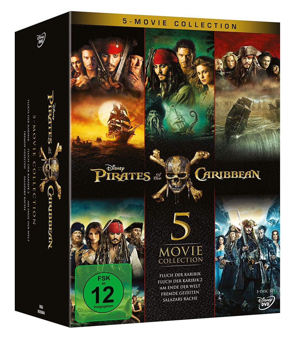 Pirates Of The Caribbean Parts 1 2 3 4 5 DVD Box Collection