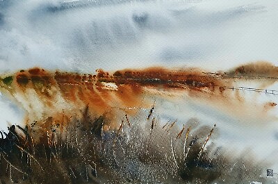 Bild-Aquarell-Watercolours-Landscape Landschaften -Fine Art Print- 47.2 x 32 cm 