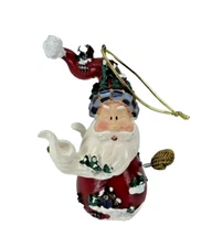 Home Interiors and Gifts Vintage 2002 Let's Celebrate Christmas Santa Ornament