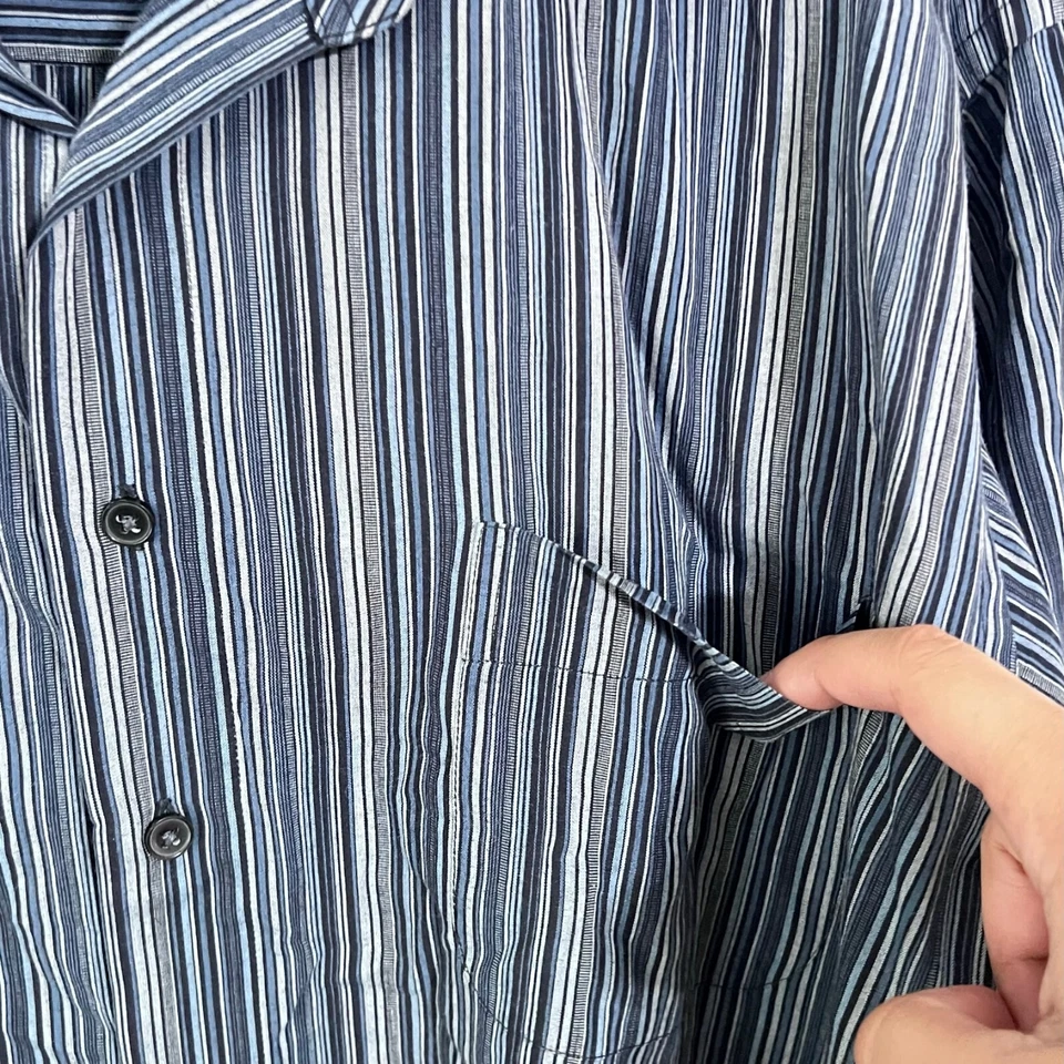 Camisa Haband Para Hombre Talla XL Gris Rayas Manga Larga Cuello Abotonado Foto 3 de 4