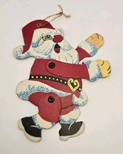 VINTAGE Paper Cardboard Jointed Santa Claus Christmas Ornament Articulating 5"