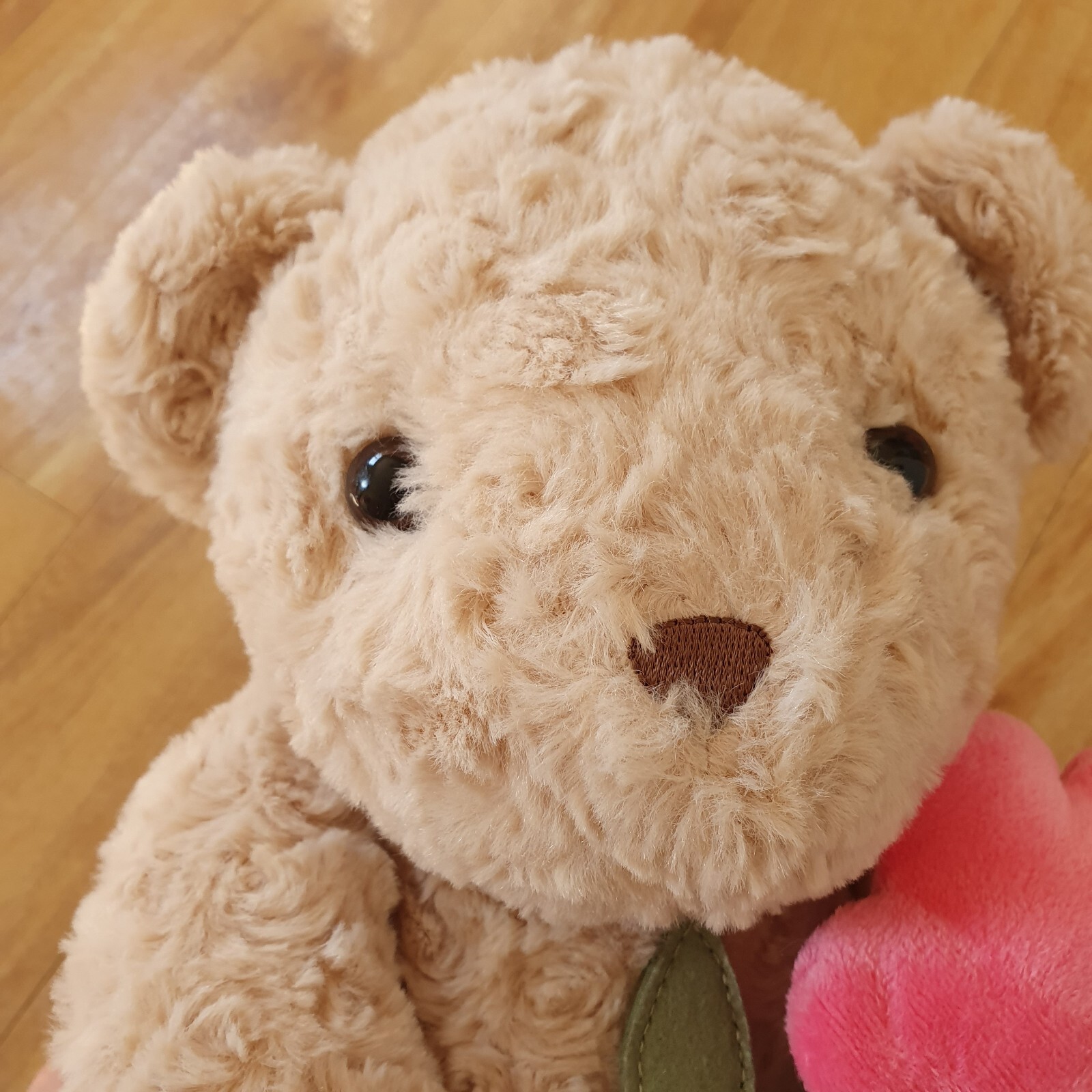 Sainsburys Teddy Bear Holding A Pink Flower Plush Soft Toy Comforter 15