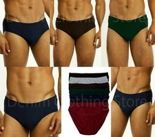 Men's Bikinis Brief Cotton Lot 3 612 Pack Solid Plain Lined Underwear Breathable