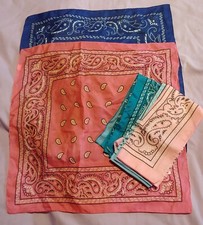 LOT OF 5 POLY BANDANA NAVY PINK TEAL