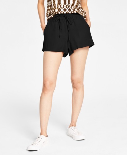 INC International Concepts Women's Size M Linen Drawstring Shorts, Black, NwT - Picture 7 of 7