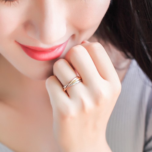 18k White Yellow Rose Tri-gold Plated Laides Mens Solid Fashion Wedding Ring - Picture 10 of 12