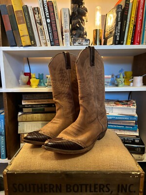 Vintage Sancho Cowboy Western Brown Leather Men s Boots Size EU 44