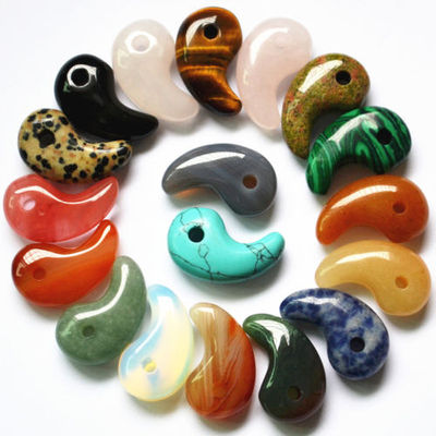 Wholesale 12pcs Natural Gemstone stone charms Comma stone Pendants diy jewelry
