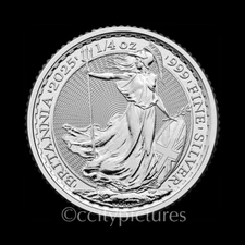 2025 1/4 oz 999 Fine Silver UK Britannia Royal Mint 20 Pence BU Coin