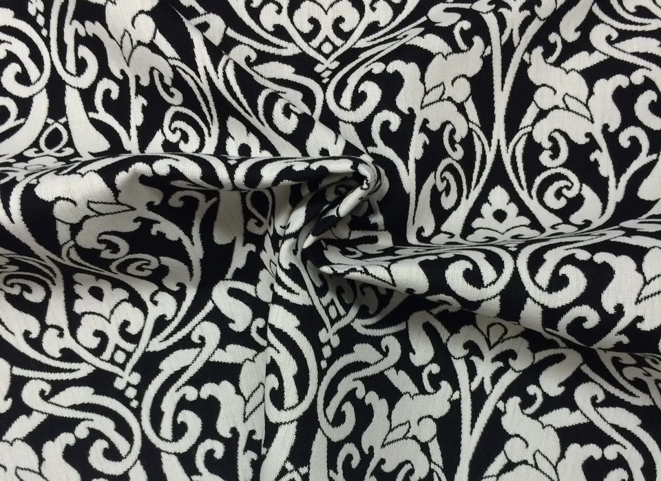 OUTDURA MORTIZ MICA NEGRO FLORAL DAMASCO EXTERIOR INTERIOR TELA POR YARDA 54"W Foto 4 de 4