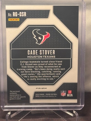 2024 Panini Prizm - CADE STOVER - PURPLE PULSAR ROOKIE GEAR #RG-CSR - Picture 2 of 2