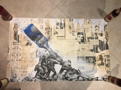 Mr Brainwash Untitled Paint Brush Unique Art Print kaws Banksy supreme Ed 55