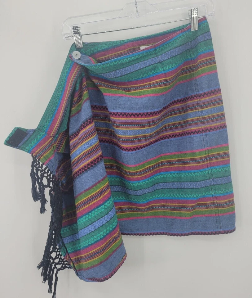 Falda Lizwear Mujer 10 Aztecas Tribales Rayas Tejida Simulación Envoltura Flecos De Colección Y2K Foto 3 de 4