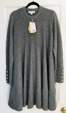 NWT MICHAEL KORS COLLECTION Cashmere Chain Dress in Banker Grey Sz XL $1590
