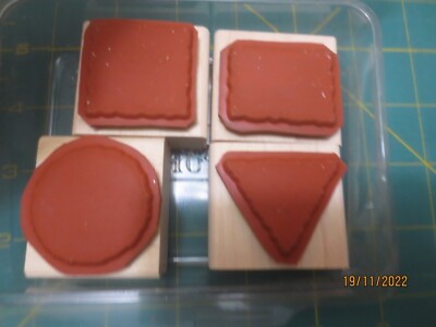 2000 Stampin Up 4 pc Basic Shapes  rubber stamps circle square triangle rectangl