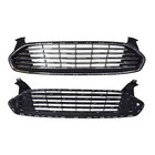 Munirater Front Bumper Cover + Upper & Lower Grille Set For 2013-2016 Ford Fusion – Primered, Black & Chrome