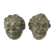 2 Dekorative Keramik Masken Wandmasken Paul Keilbar Kunstwerkstätten Naumburg +