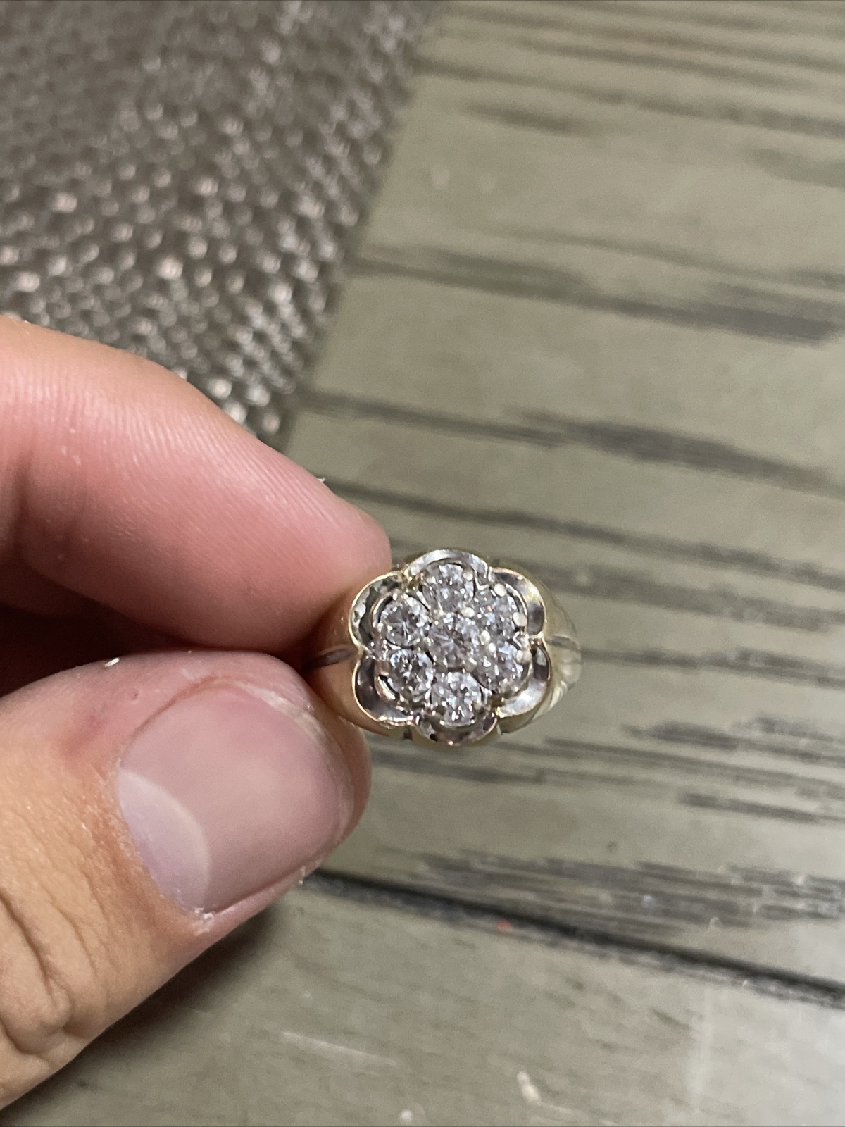 14K Gold And Sterling Silver Cluster Stud With Crystals