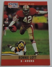 1990 PRO SET FACT CINCINNATI RONNIE LOTT CARD #291 SAN FRANCISCO 49ERS