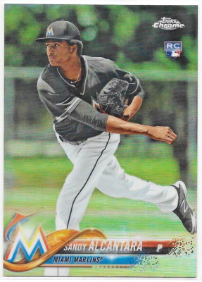 2018 Topps Chrome Refractor #128 — Sandy Alcantara, Mi…