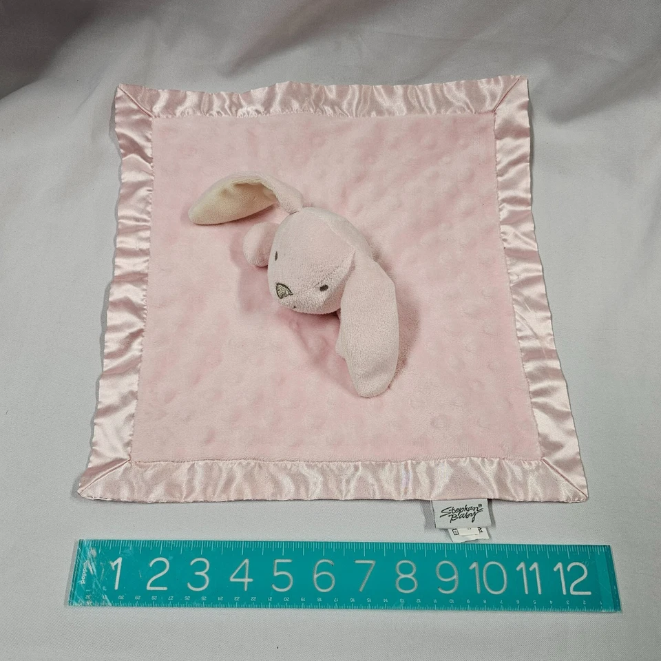 Manta de seguridad Stephan Baby rosa Minky Bunny conejo cachorro perro Lovey satinado Foto 2 de 2