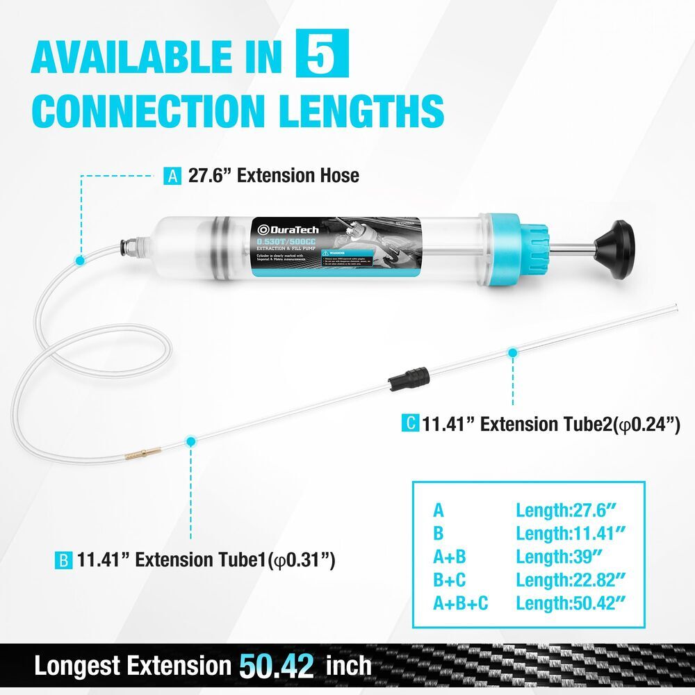 DURATECH 500CC Fluid Extractor Oil Extractor Long Hose Brake Fluid Suction Pumps