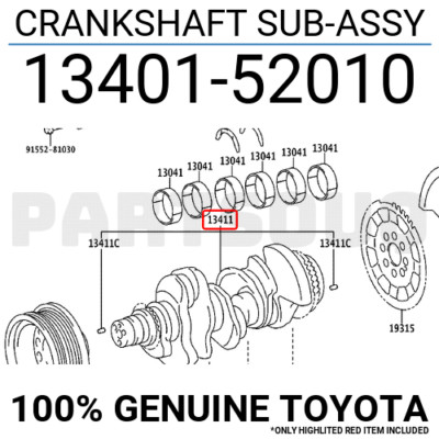 1340152010 Genuine Toyota CRANKSHAFT SUB-ASSY 13401-52010 | eBay