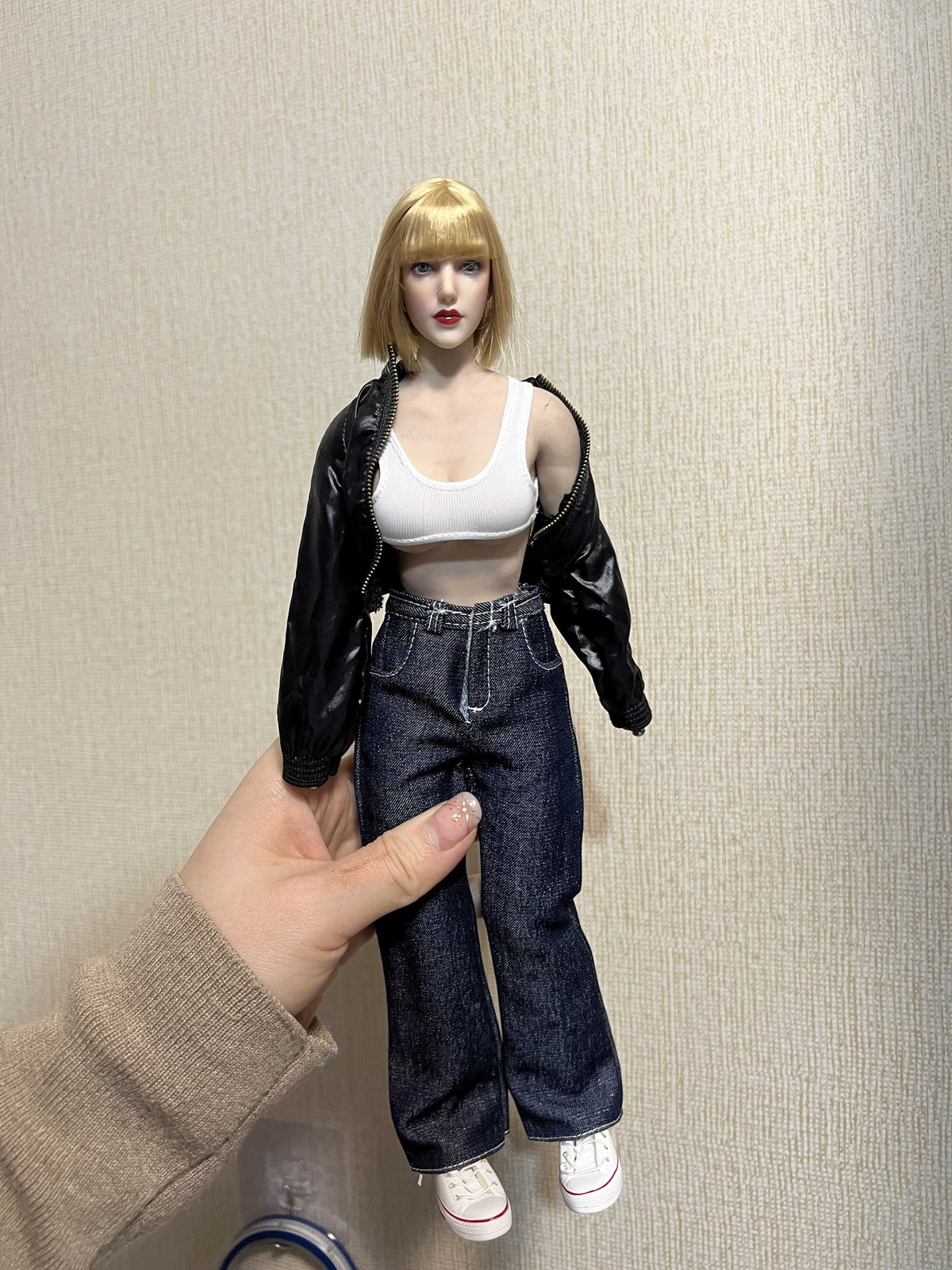 1/6 Scale Denim Jacket Denim Wide Leg Pants Fit 12 '' Tbl Female Action Figure