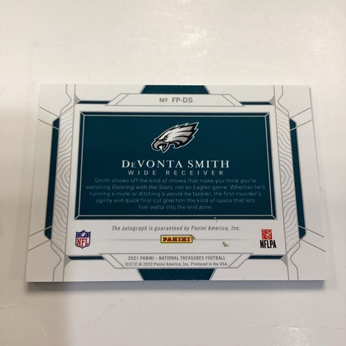 DeVonta Smith 2021 Tesori Nazionali ORO Field Pass RC ON CARD AUTO /25 Eagles - Foto 2 di 2