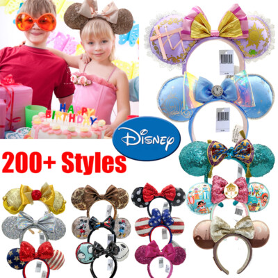US stock Disney  Park Mickey Minnie  Ears Headband Sequined Disneyland  Gift