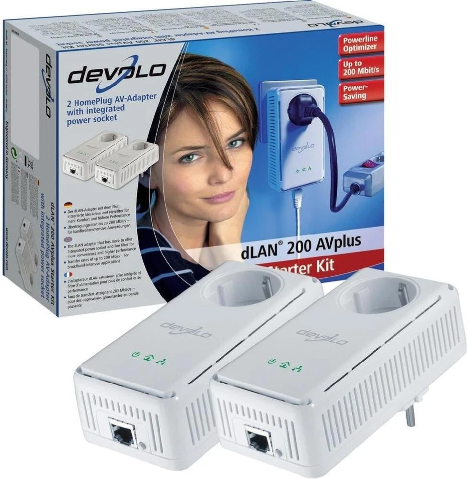 2 x Devolo dLAN 200 AVplus Einzeladapter  weiß Powerline - Bild 2 von 4