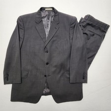Joseph Abboud USA MADE 46R 38x30 Dark Brown Tic Weave Wool 3Btn 2Pc Mens Suit