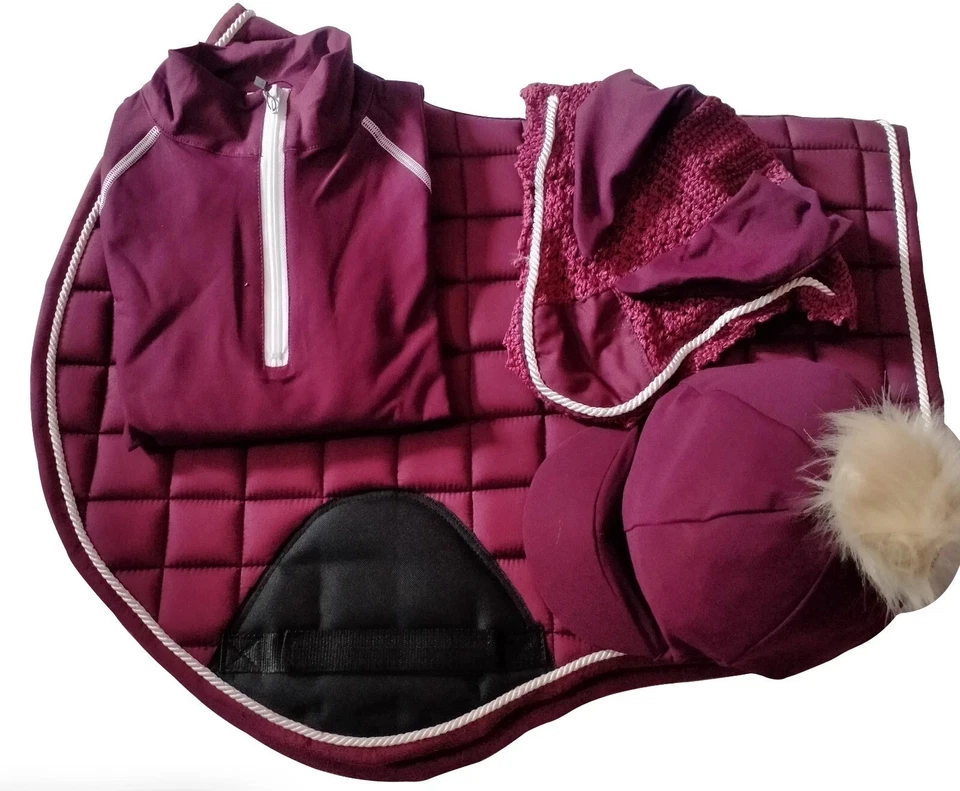 Conjunto de almofadas de sela Matchy Horse, almofada de sela de contato, bota de escovação, véu de orelha - Imagem 3 de 4