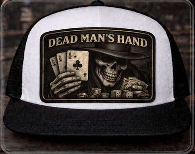 Dead Mans hand Hat, Removable Metal Patch, Snapback