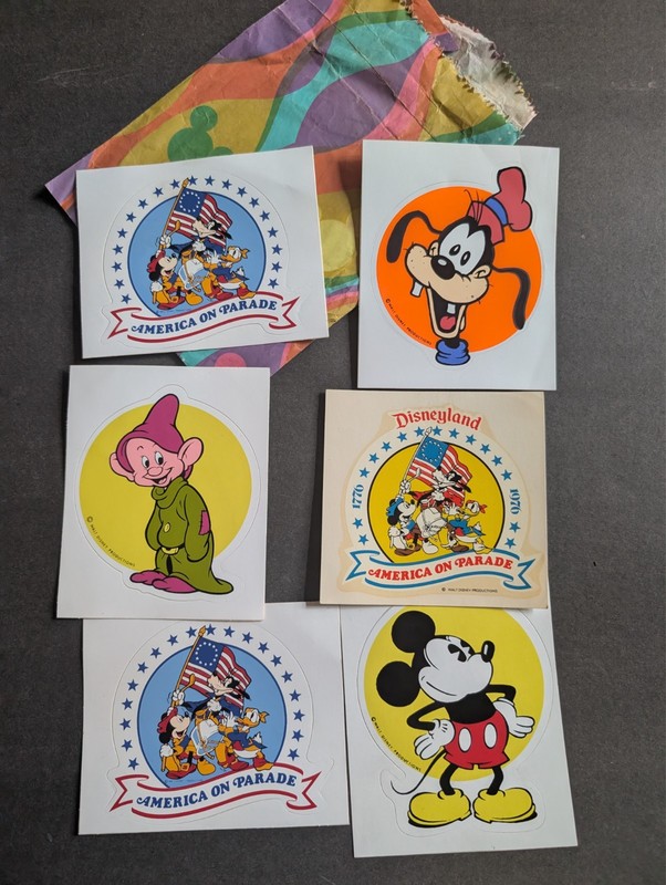 Disneyland Vintage 1970's Set Of 6  Stickers