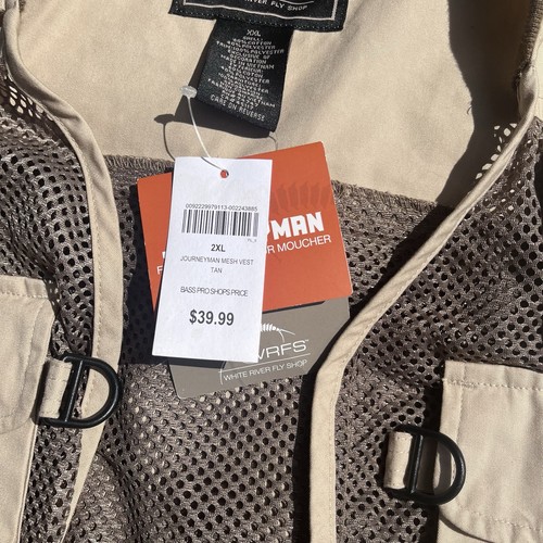 WRFS Fishing Fly Vest Tan, Beige, Multi Pocket Men 2xl - Picture 3 of 6