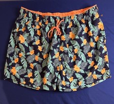 OP Blue Orange Hawaiian Floral Surf Swim Board Shorts Trunks Men 38 Vintage NWT