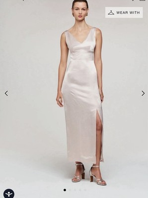 Whistles Charlotte Satin Maxi Dress UK 10 Champagne Bridesmaid Occasion NEW  | eBay